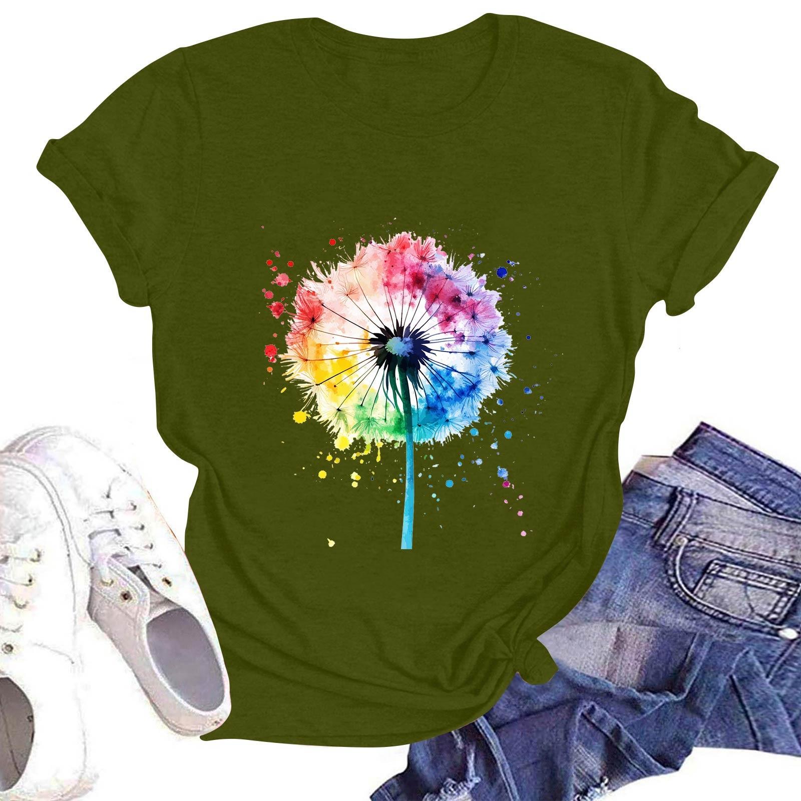 

Женская повседневная футболка с круглым вырезом и коротким рукавом L армия зеленый