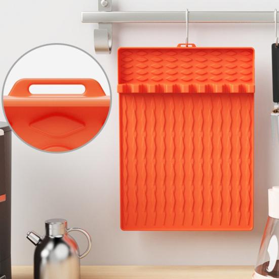 

Силиконовый коврик для барбекю для гриля Blackstone. Держатель лопаточки 16,14 X 11,6 дюйма. Термостойкий контейнер для посуды. Нескользящий аксессуар для кухонной столешницы. оранжевый