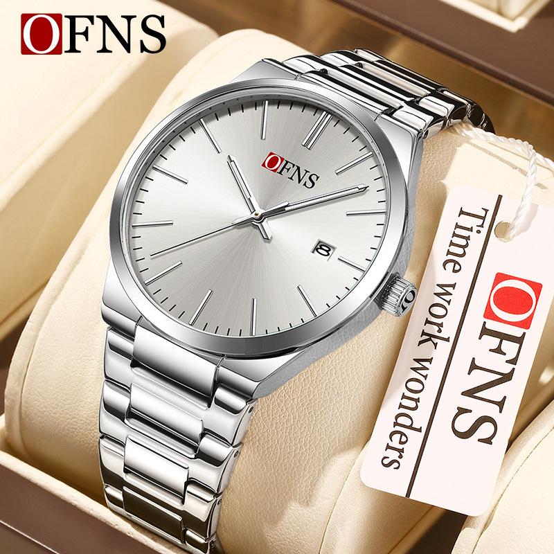 Fashion Mens Womens Watch Outdoor Sports Business Stainless Steel Man Watch Luminous Blue Dial Calendar Quartz Watches for Men+Box