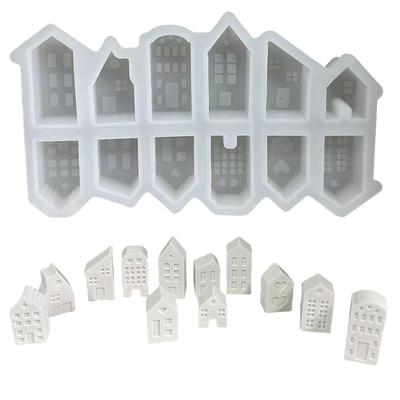 3D Nordic Style House Candle Mold 12-hole Mini Houses Plaster Concrete Cement Mould DIY Gypsum Architecture for Home Decor Gifts