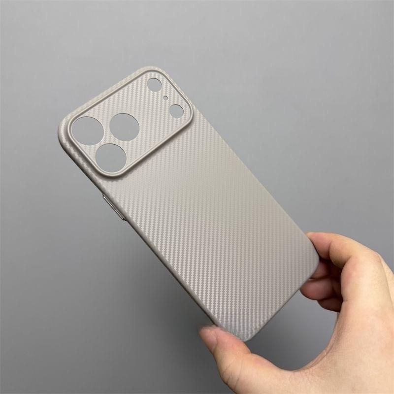 Transparent Carbon Fiber Pattern Case For iPhone 17 16 E 15 14 13 12 Pro Max Plus Ultra Thin Cooling Matte Slim Shockproof Cover