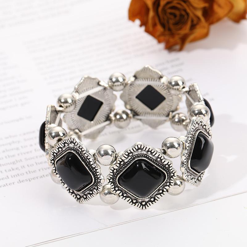 Retro Bohemian Natural Turquoise Cuff Bracelet Ethnic Style Vacation Casual Travel Accessories For Women Boho Exquisite Accessories