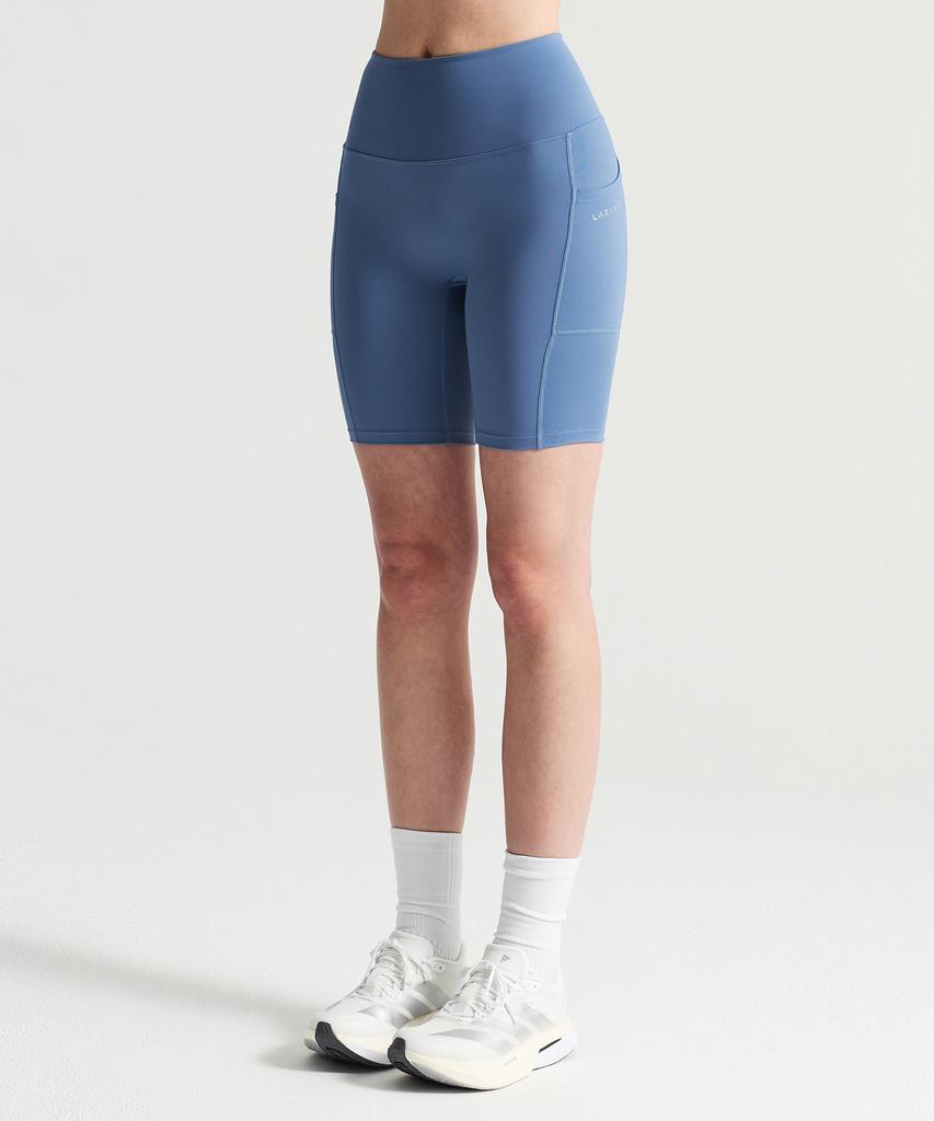 Leijibi Core Flex Pocket Women'S Leggings Knee-Length Running Shorts Blue