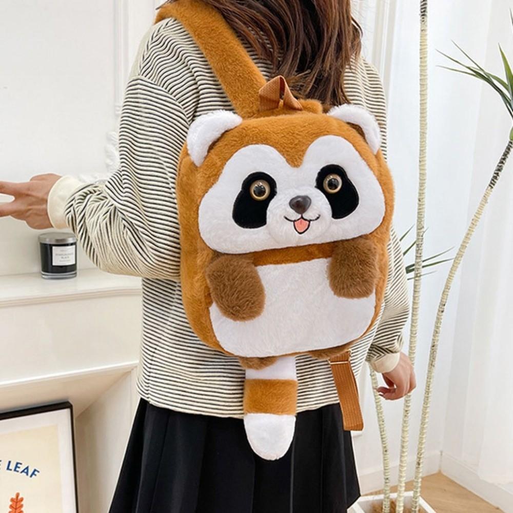 Stuffed Animal Cute Camel Plush Bag Plush Cartoon Doll Bag Little Raccoon Plush Backpack  Girls
