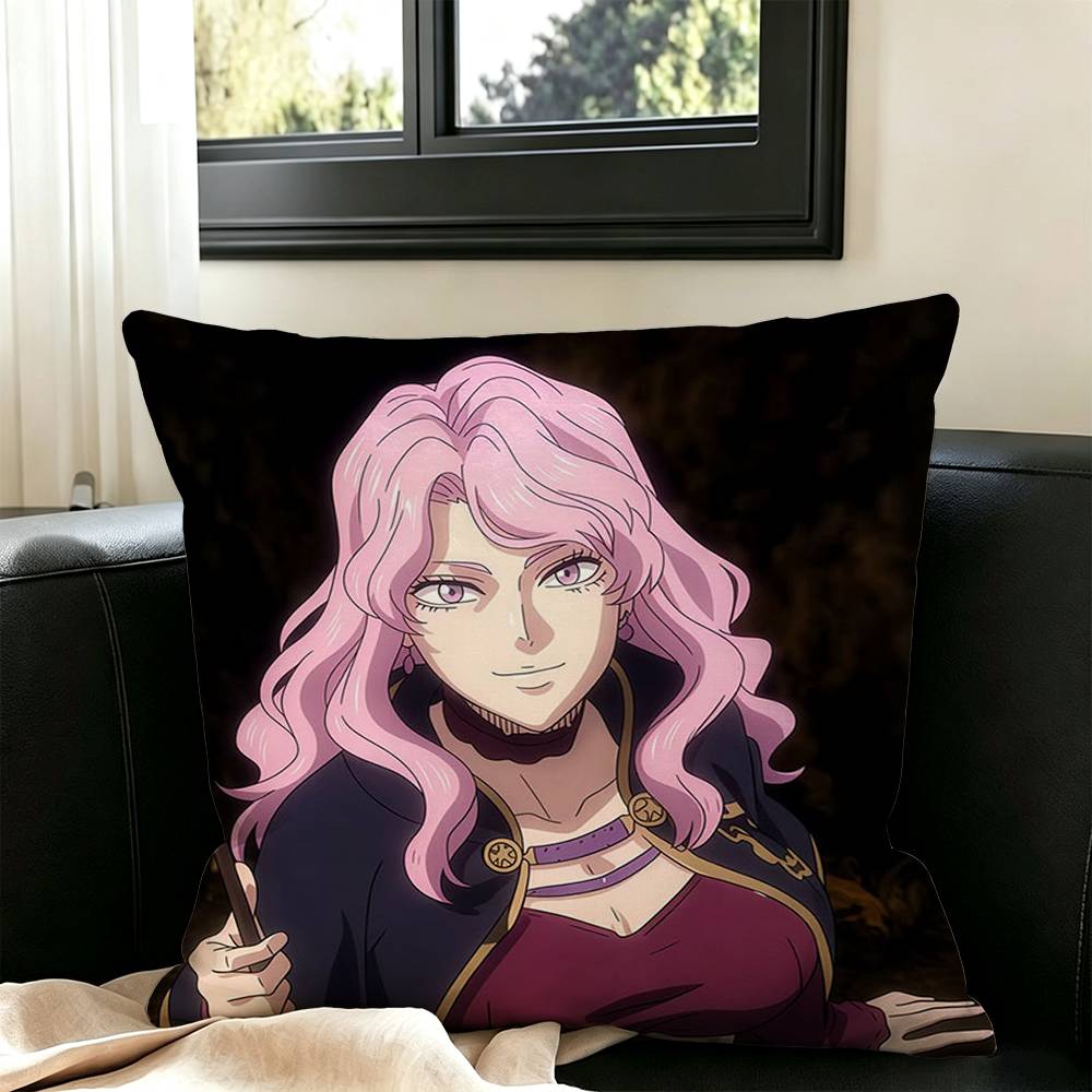 Hot B-Black Clover  Pillow Case Square Double-Sided Sofa Cushion Cover Bedroom Bedside Pillow