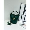 Soft Vegan Leather Bucket Bag Women Casual Crossbody Tote With Woven Detail Medium Size Multiple Colors