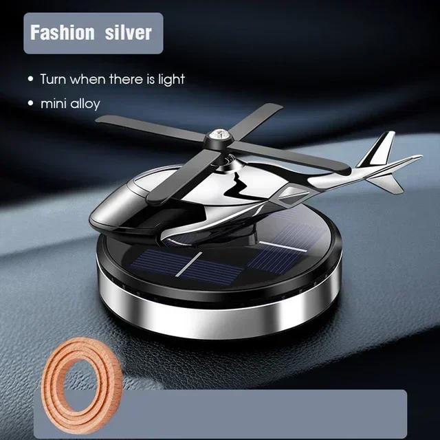 Car Air Freshener Solar Helicopter Decoration Alloy Propeller Rotating Auto Flavoring Perfume Diffuser Interior Accessories