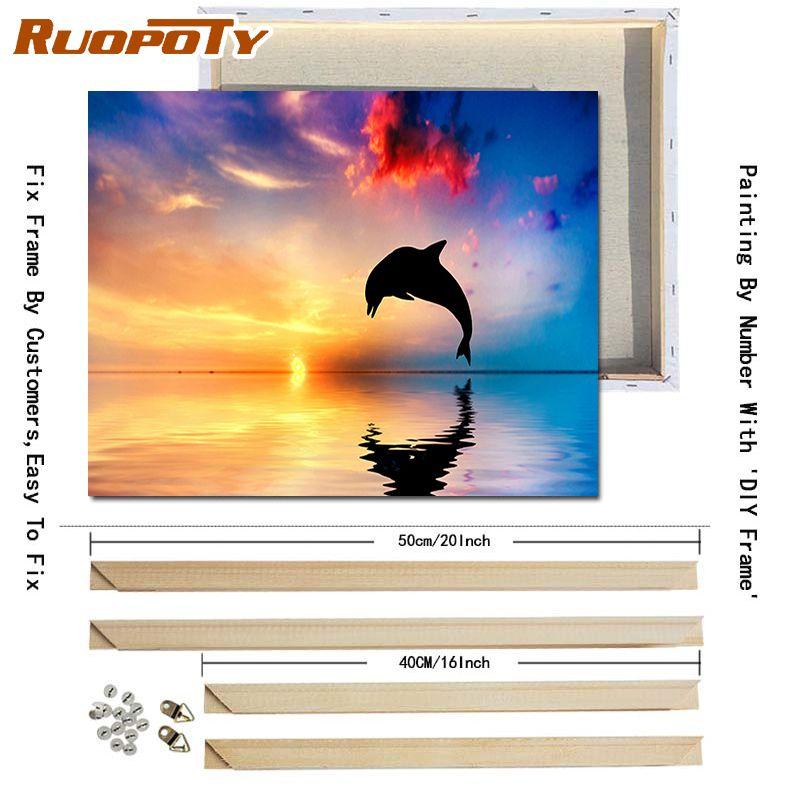 

Ruopoty DIY Рамка Пейзаж Картина маслом Картина Diy Картина по номерам Настенное искусство Холст по номерам для домашнего декора с DIY рамкой 40x50CM
