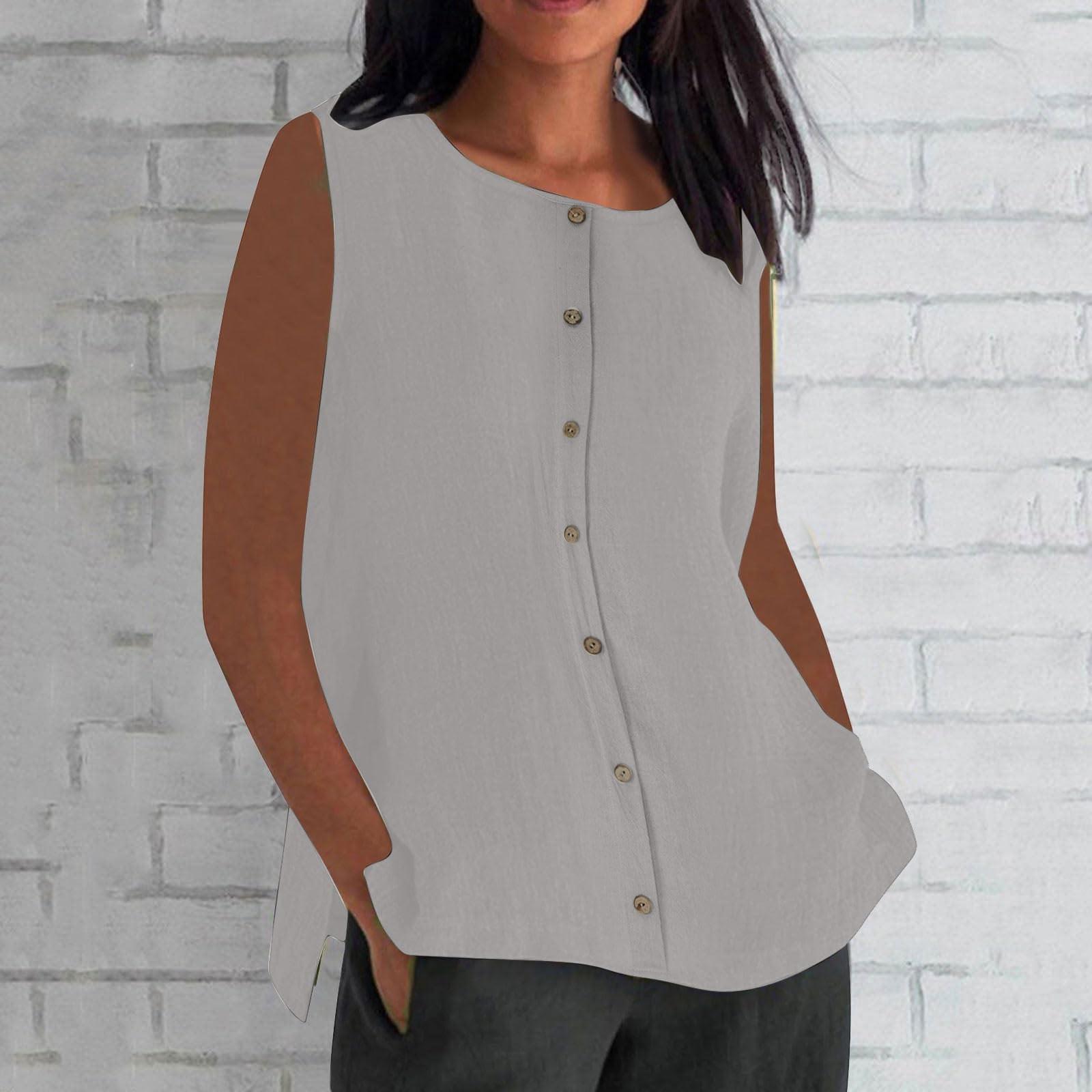 Женские рубашки без рукавов на пуговицах — фото 9