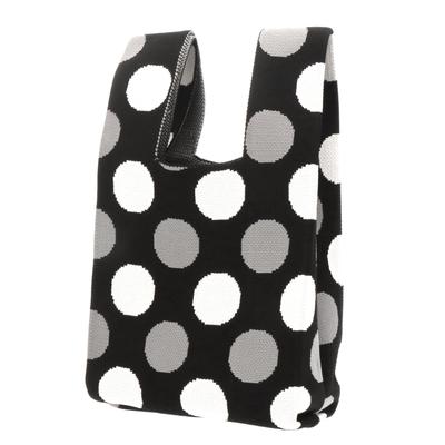 [Styleneo] Knit Bag, Stylish, Cute, Popular, Women's Lunch Bag (Polka Dot Pattern)