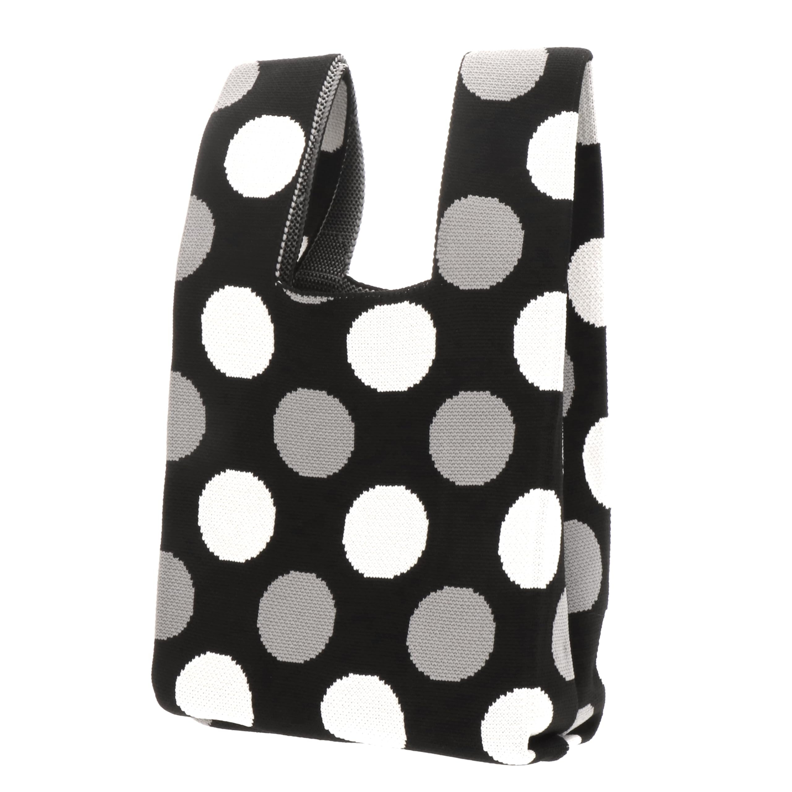 

[Styleneo] Knit Bag, Stylish, Cute, Popular, Women s Lunch Bag (Polka Dot Pattern)