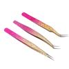 3pcs Nail Art Tweezer Stainless Steel Straight Bend Tips Manicure Rhinestone Nipper Gradient Color
