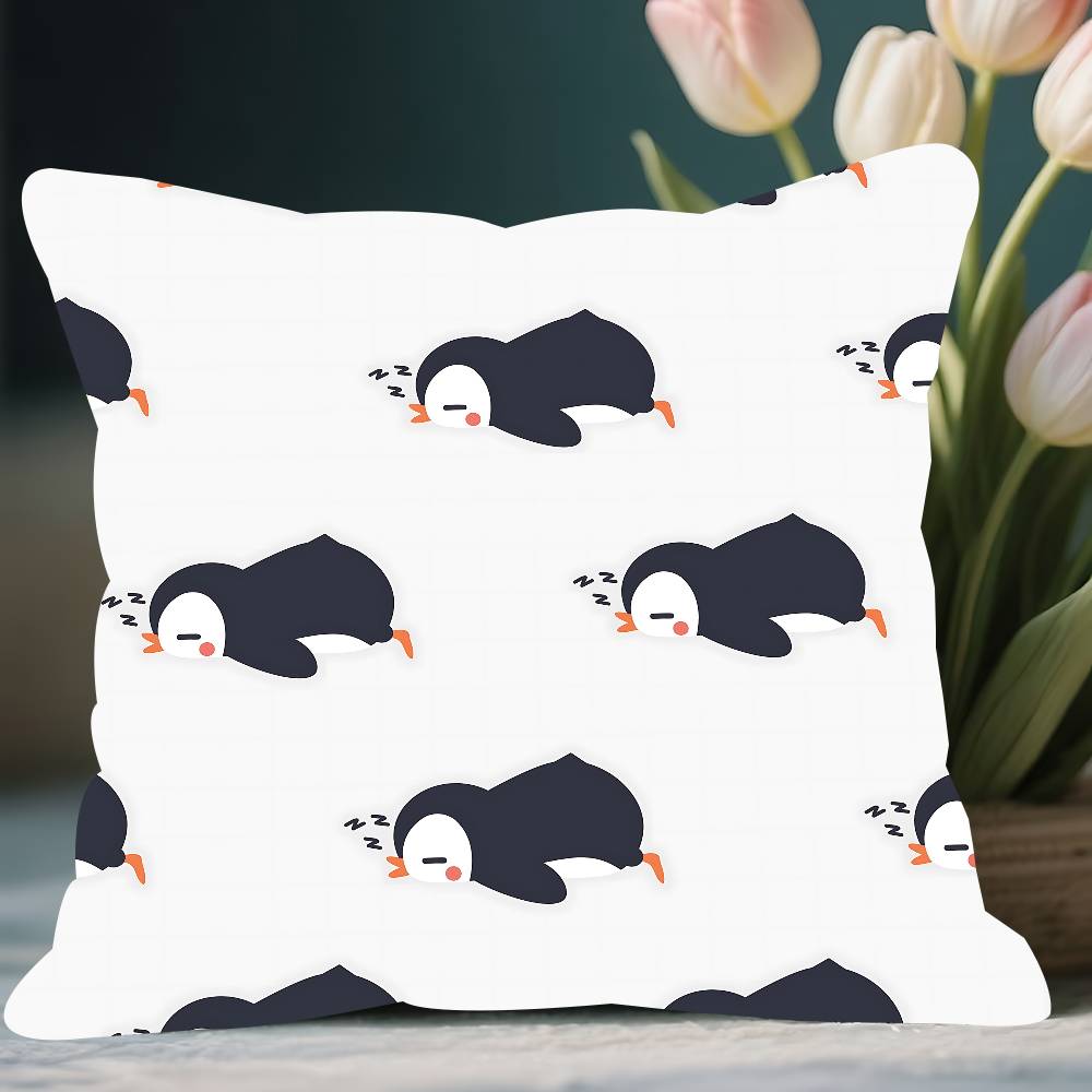 

Cute Penguin Cushion Cover 30x50 Polyester Sofa Cushions Decorative Throw Pillows Home Decoration Pillowcover 12x12Inch