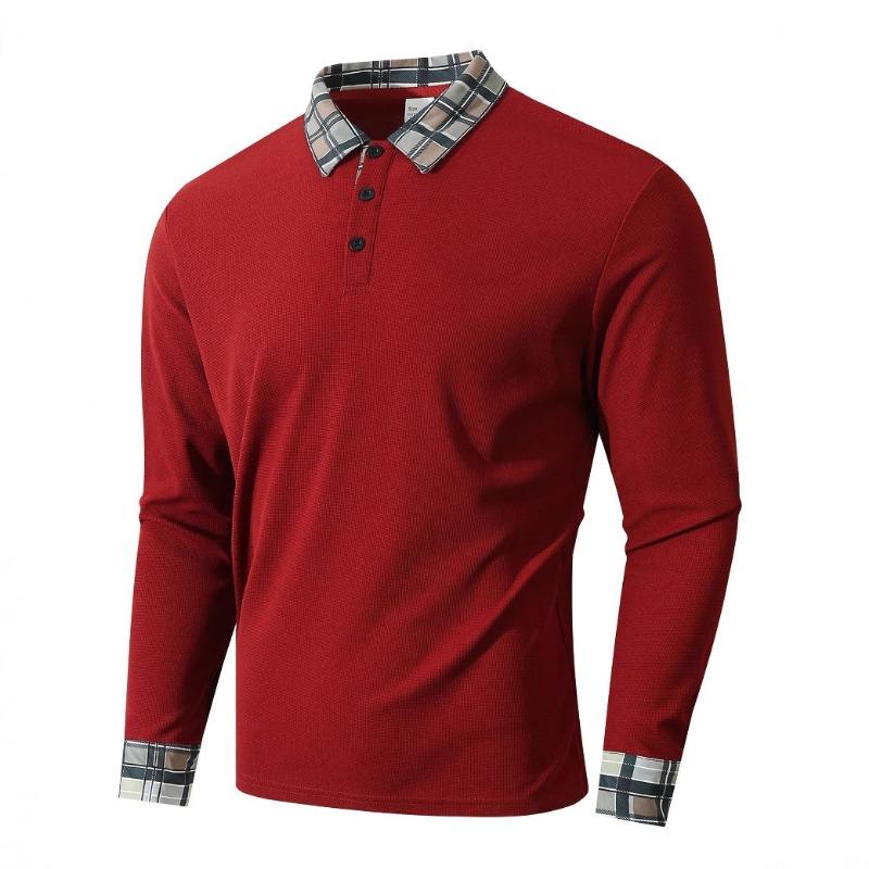 Men S Autumn Outdoor Breathable Long Sleeve Plaid Polo Shirt