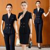 Women's Professional Short-Sleeved Business Suit - Formal Skirt Office Uniform for Hotel Front Desk Manager