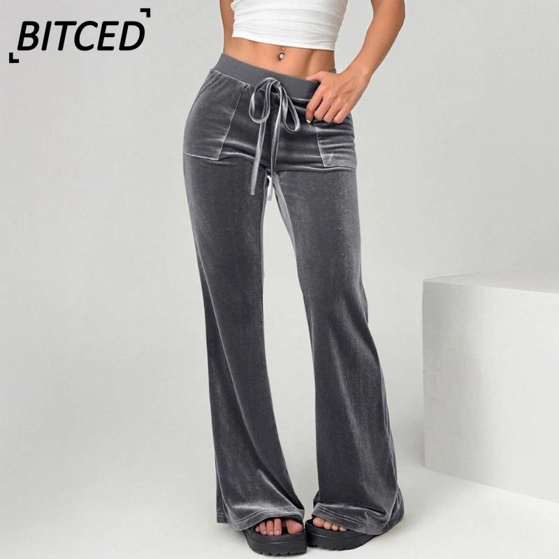 BITCED Women's Fashion Casual Solid Color Print Pants & Capris