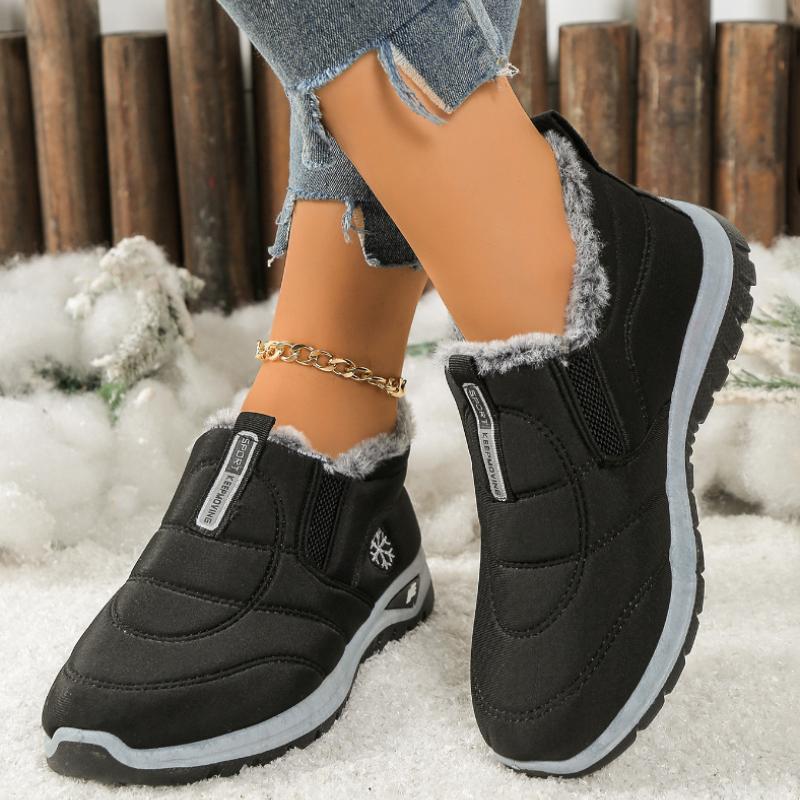 Women's Winter Boots Warm Shoes Round Toe Flat Shoes Solid Color Comfortable for Casual Boots