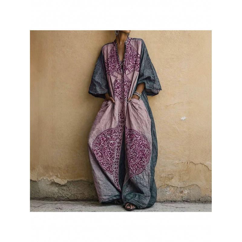 2026 Bohemian Jumpsuit With Pockets Loose Wide Leg Romper Women Streetwear