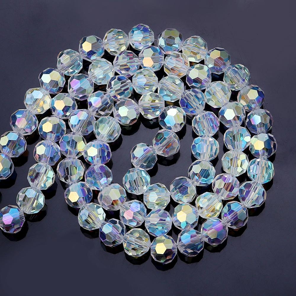 1 Strand/Lot Faceted Crystal Round Beads AB Color Rhinestone Ball Shape Bead for Jewelry Making DIY Bracelet Beading Accessories