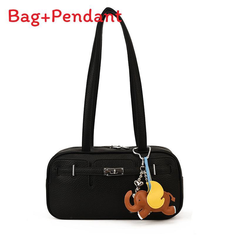 

Soft Leather Style Large Capacity Pillow Bag For Daily Commute And Elegant Wear чёрный