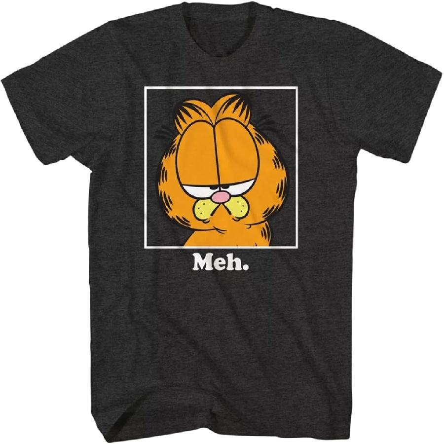 Мужская футболка Гарфилд Мех Размер L Принт с персонажем Большого размера Взрослая футболка S чёрный