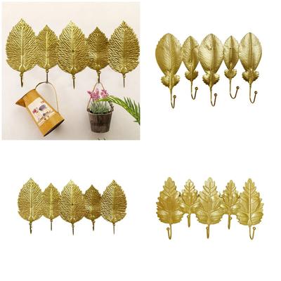 Rostbeständiger goldener Blatt-Wandhaken, robuster Metall-Schlüsselhalter für Eingangsbereich, Schrankorganisation, dekorativer Kleiderbügel