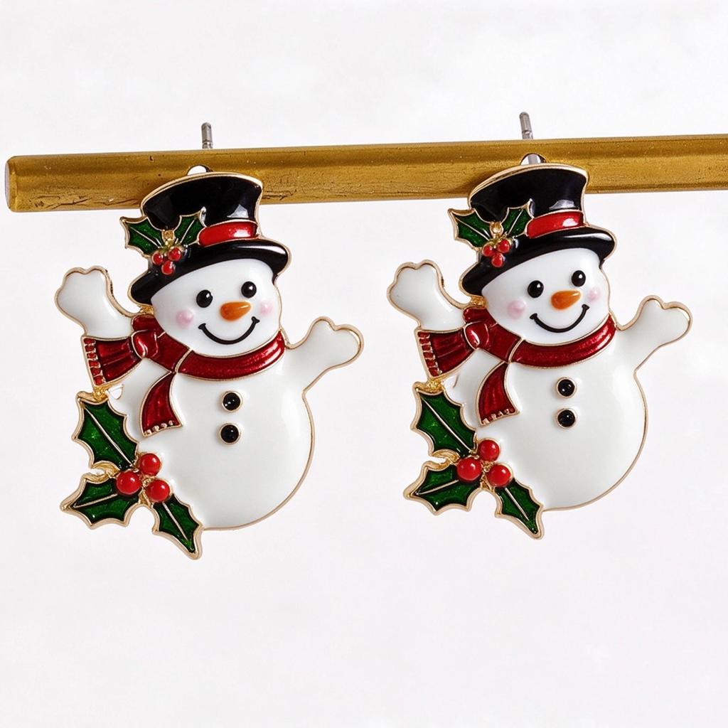 Charming Snowman Pearl Earrings: Elegant, Fashionable Beaded Tassel Studs for Women