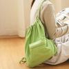 Portable Nylon Drawstring Backpack Large Capacity Solid Color Shoulders Backpack Casual Small Gym Bag