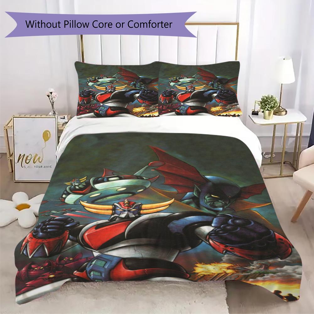 Grendizer Goldorak Pattern Bedding uilt Set uilt Cover Pillowcase Home Decoration Birthday Gift (1 * duvet cover + 2 * pillowcase without core)30
