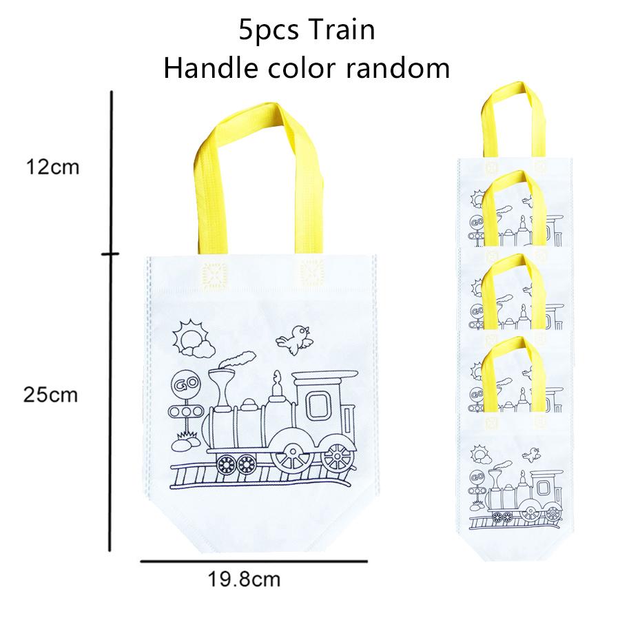 5pcs Graffiti Bag Non Woven Kids Drawing Manual DIY Coloring Environment Protection Children Painting Puzzle Toys Handbag TMZ