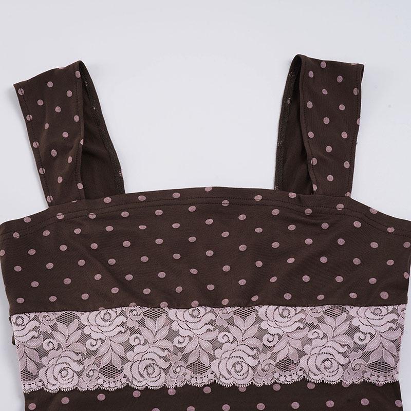 2026 Women's Retro Polka Dot Sleeveless Slim-Fit Square Neck Tank Top