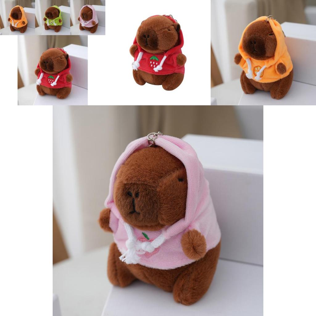 Cute Capybara Plush Pendant Toy Avocado Green Fluffy Stuffed Animal 12cm
