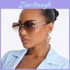 Unisex Retro Frameless Sunglasses With Gold Metal Frame Uv400 For Beach And Outdoor Activities