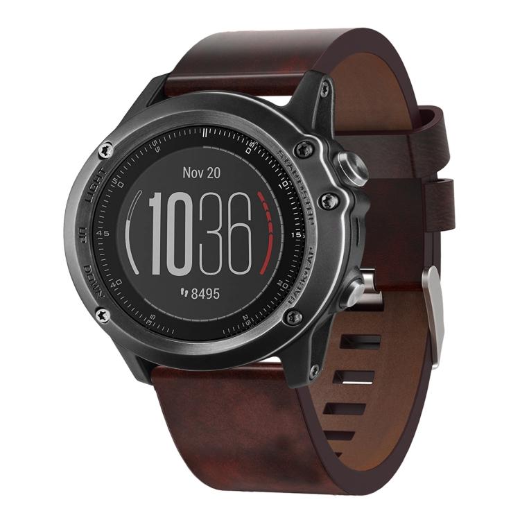 

Для Garmin Fenix 3 Sapphire 26мм Шкіряний Ремінець для Годинника зі Сталевою Пряжкою For Garmin Fenix 3 Sapphire коричневий