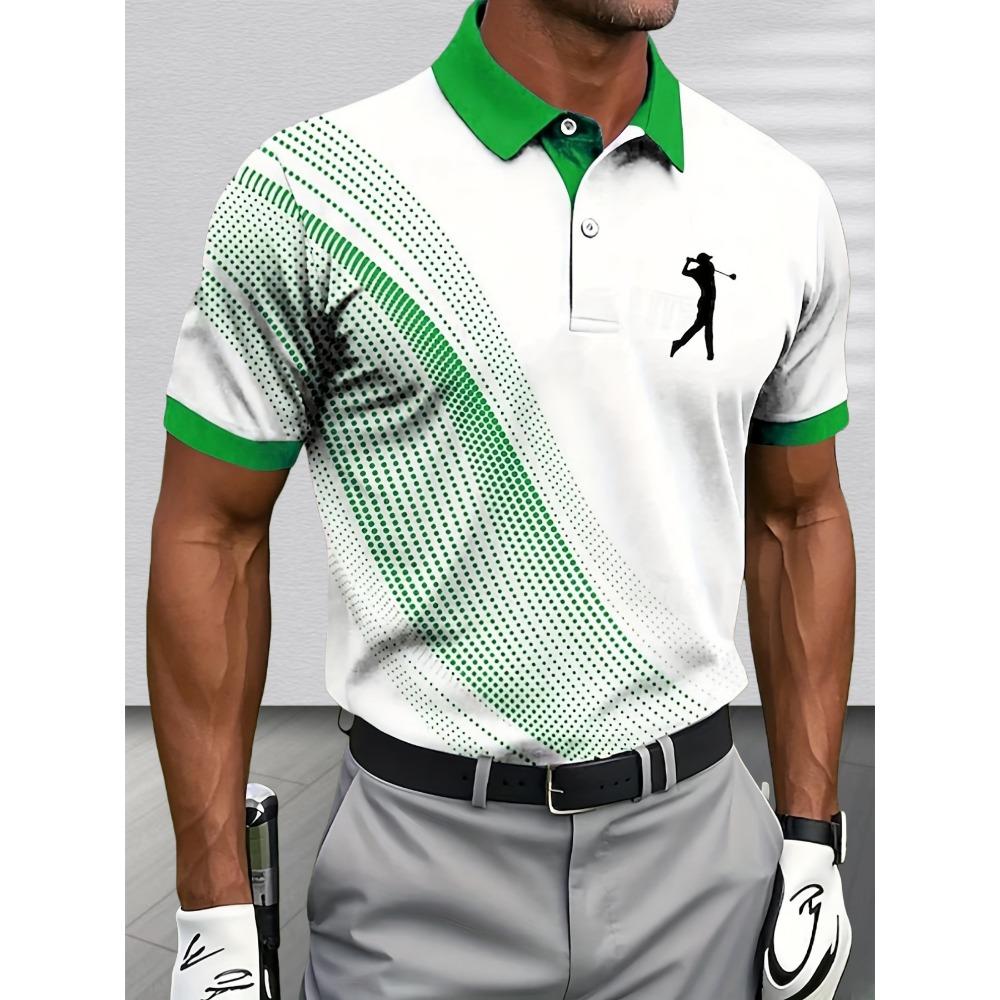 Model Men's Polo Shirt, 3D Print, Business Style, Suitable for Golfing Activities, Applicable In All Seasons.