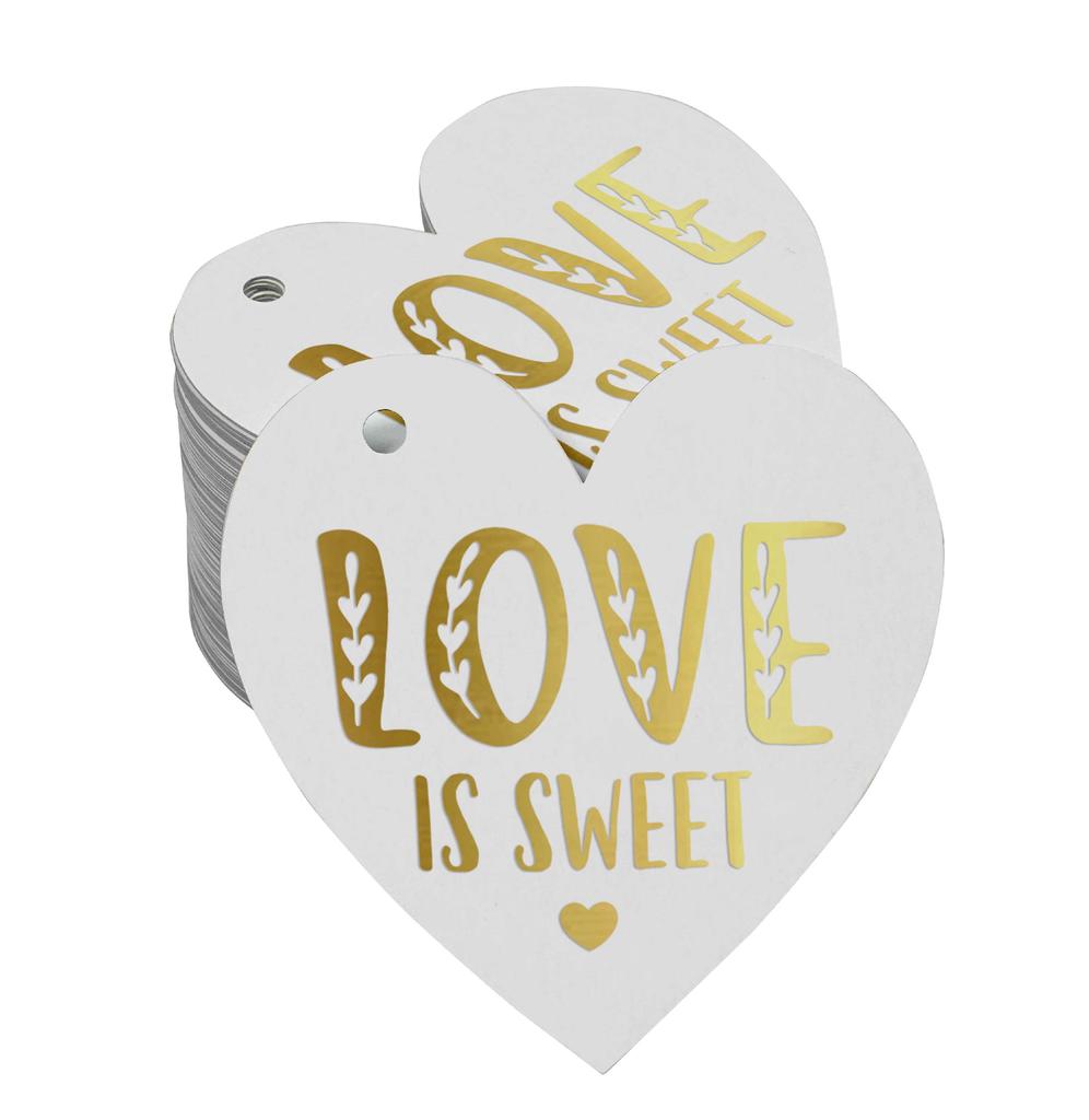 Inkdotpot 100 Pack Real Silver Foil Paper Tag Love Is Sweet Wedding Favor Hang