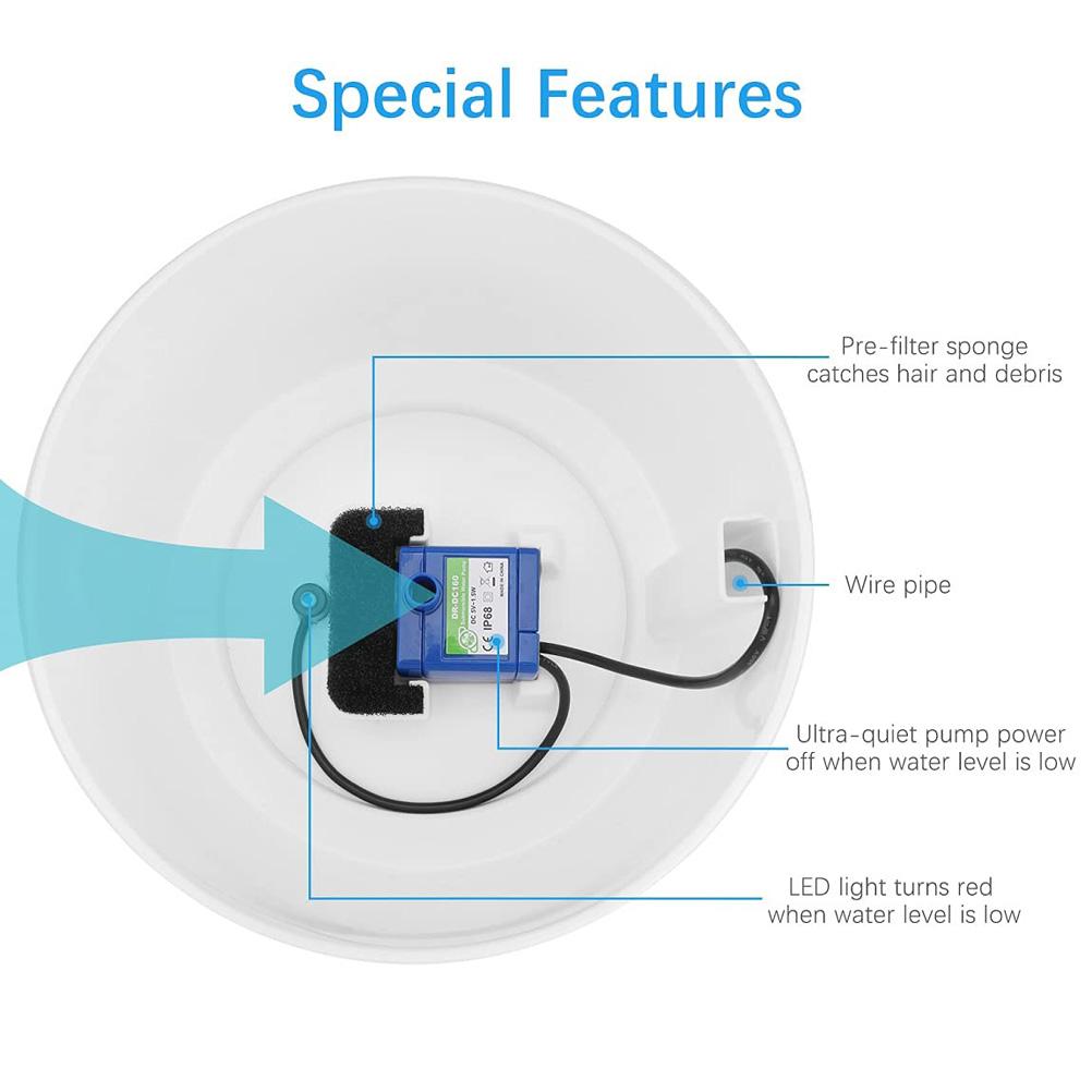Evcil Hayvan Çeşmesi Otomatik Kedi Su Çeşmesi Köpek Su Dispenseri LED Işıklarla Kediler Köpekler için