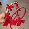 Vintage Red Headband Velvet Hair Band Headwear Girl Hair Hoop Christmas New Year Hair Accessories