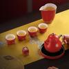 Baizien Festive Palace Red Ceramic Tea Set