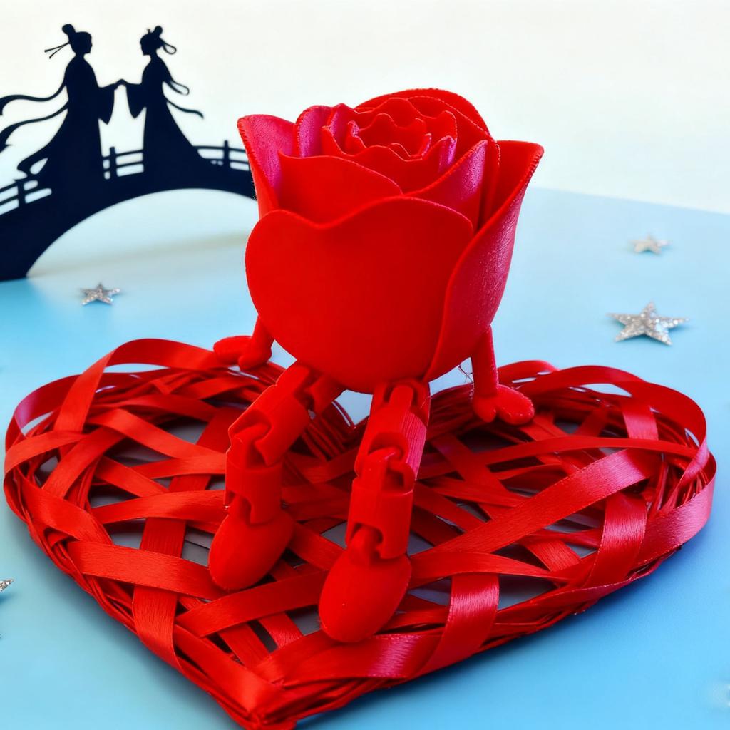New 3D Printing Sitting Rose Movable Joint Valentine'sDay Qixi Home Desktop Creative Decoration Ornaments