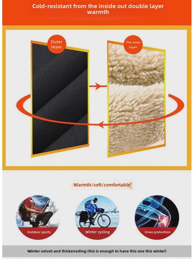 Herren Lammfellhose mit Samtfutter - Warm, Locker geschnitten, Gerade, Lässig mit Kordelzug, Winter/Herbst.