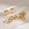 Geometric Stainless Steel Earring With Cubic Zirconia For Women Summer Fashion Accessory