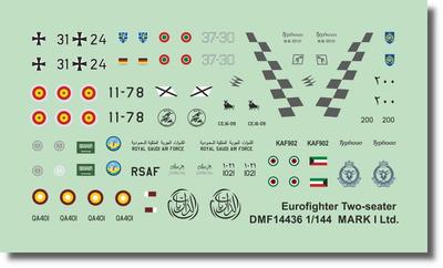 Mark 1 Eurofighter Typhoon Decal Plastic Model Decal MKMDMF14436 1/144 Two-seater (for Revell) (Airplane)