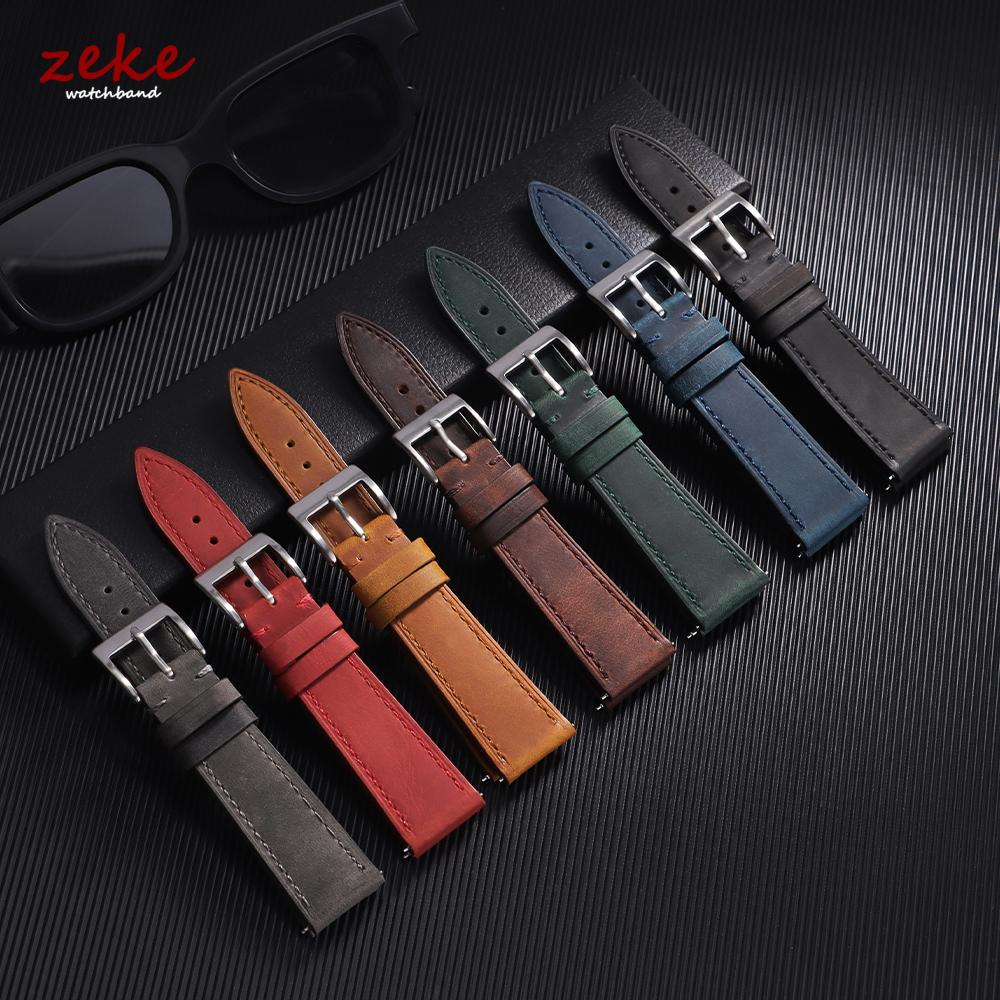 Quick Release Vintage Leather Watch Band Stitching Cowhide Strap for Omega 18/19/20/21/22/24mm Brown Wrist Bracelet for Seiko