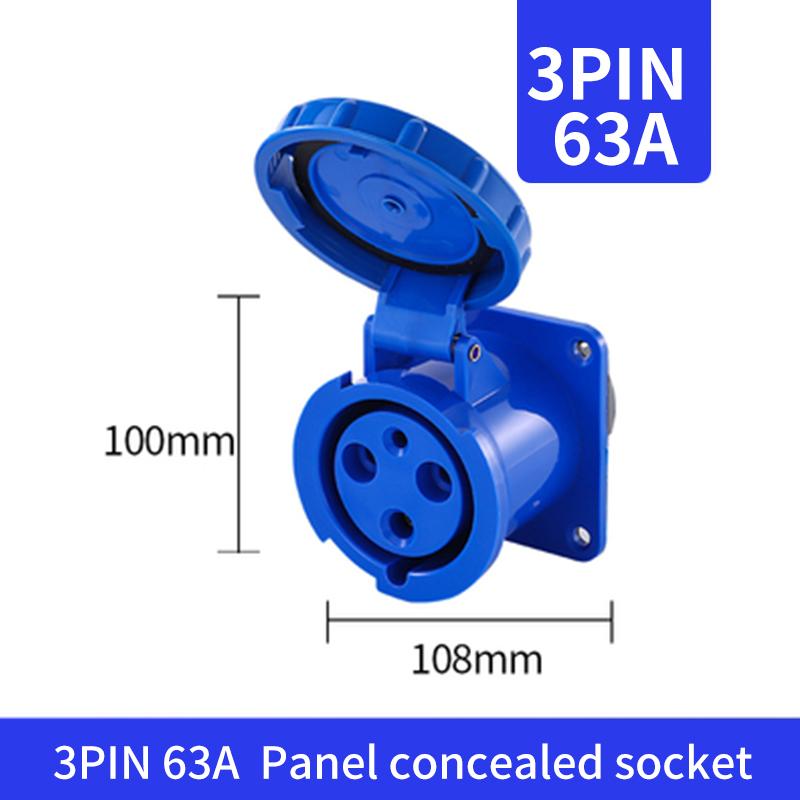 KRE 63A Waterproof Industrial Plug 3/4/5 Pin 380V 415V Dustproof Socket IP67 Male And Female Mounted Connectors