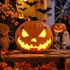 Long-lasting LED Pumpkin Halloween Evil Lantern, Large Light Up Jack O Lantern Decor with Integrated for Party Scene, Spooky Outdoor Indoor