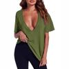 Women's Sexy Deep V-neck T-shirt, Summer Short-sleeved Top Casual Loose Basic T-shirt