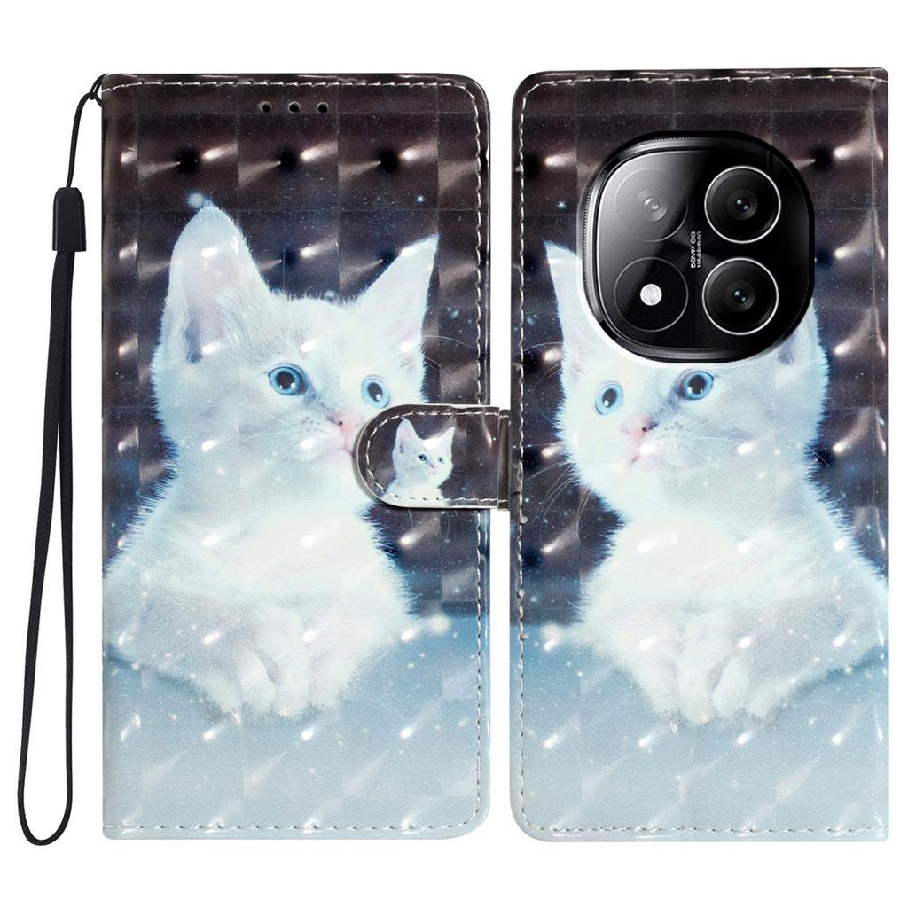 For Xiaomi Redmi Note 14 Pro+ 5G Case PU Leather Wallet Phone Cover 3D Pattern Printing