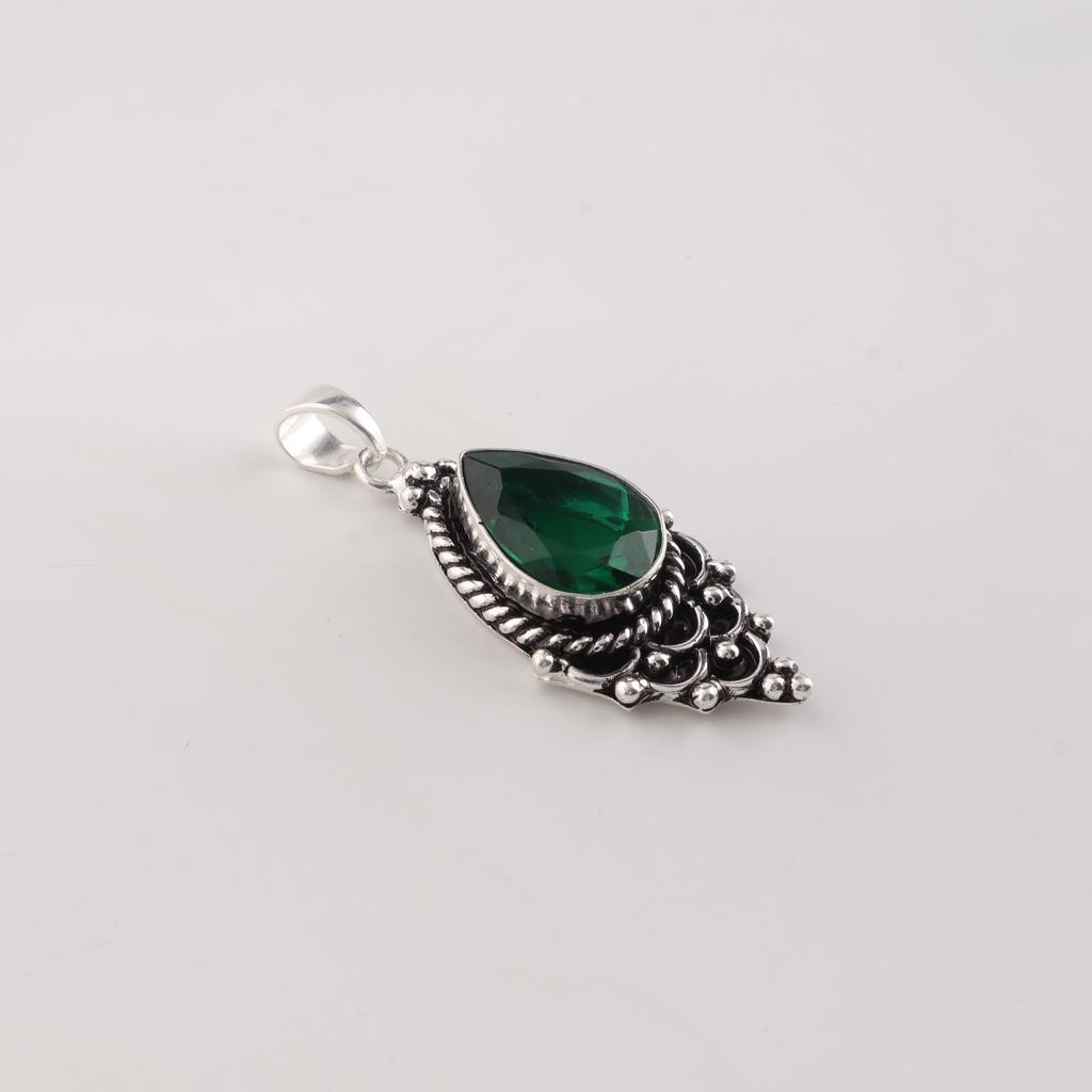Chrome Diopside Gemstone 925 Sterling Silver Statement Pendant 1.5" For Wedding Gift PP-70-4