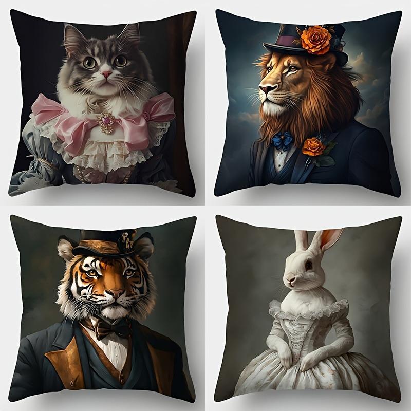Fancy Animal Portraits PillowcasesLiving Room Sofa Cushion Cover, Soft and Comfortable, Bedroom Room Decoration